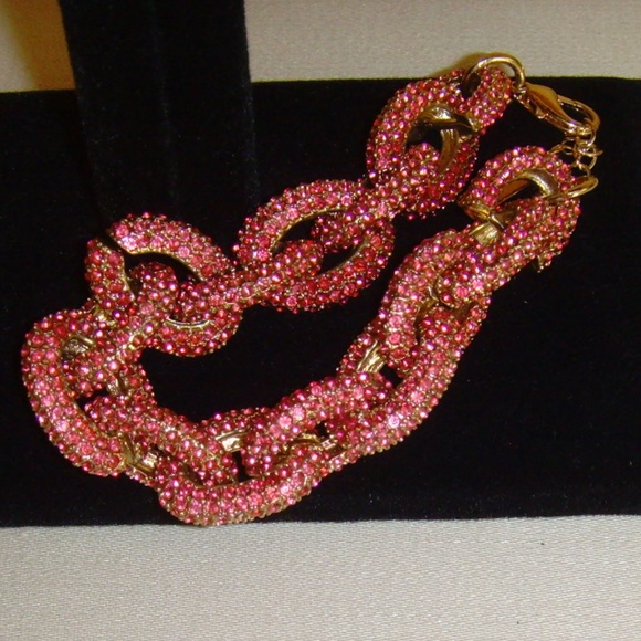 BaubleBar Pink Rhinestone Link Chain Bracelet NEW - Picture 5 of 15